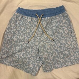 Men’s M Fair Harbor Light Blue Coral Pattern Swim Trunks